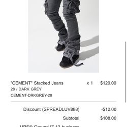 Cement stacked serenede jeans Sz 28 