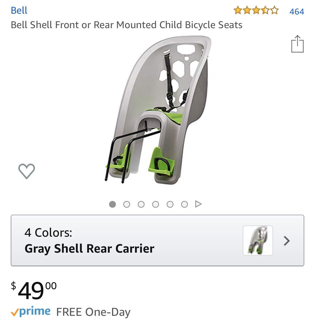 Child bicycle seat rear Bell