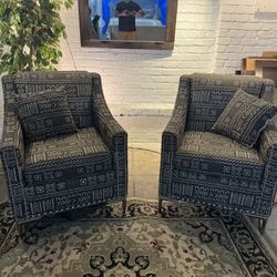 Pair of Armchairs with Nickel Tufting Buttons
