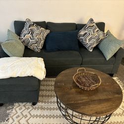 Blue Couch & Ottoman 