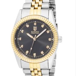 NIB Invicta Montres Prestige X Silver Gold & Black 38mm Watch MPW-0273