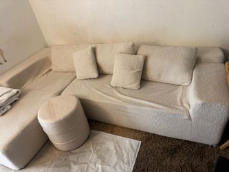 Cream/ivory boucle sectional sofa for sale