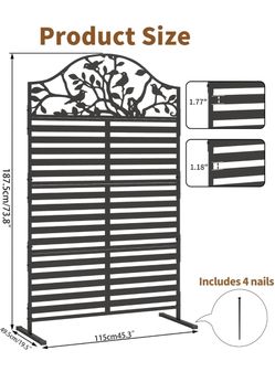 Metal Outdoor Privacy Screen with Bird Design