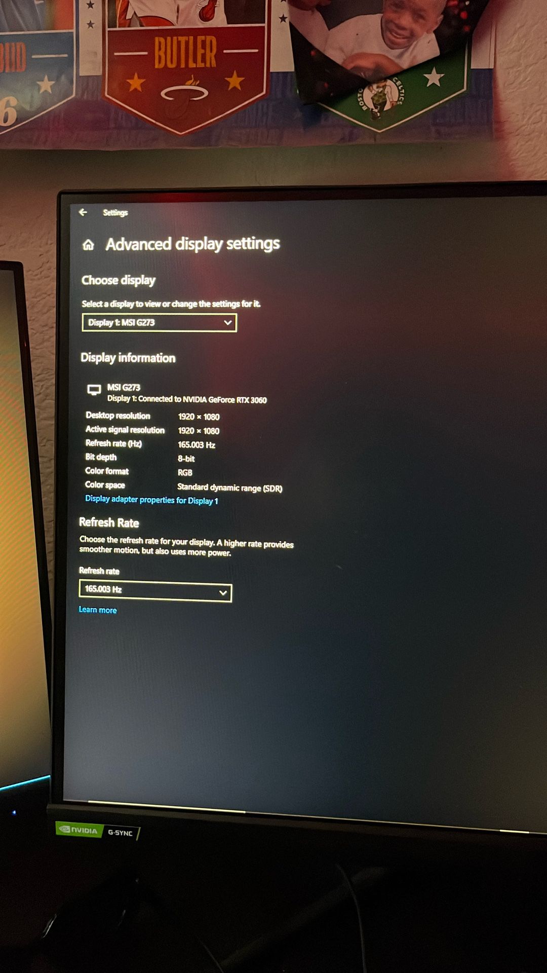MSI G(contact info removed) 165Hz Gaming Monitor