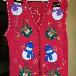 Women's Classic Old School Christmas Sweater Vest SMALL