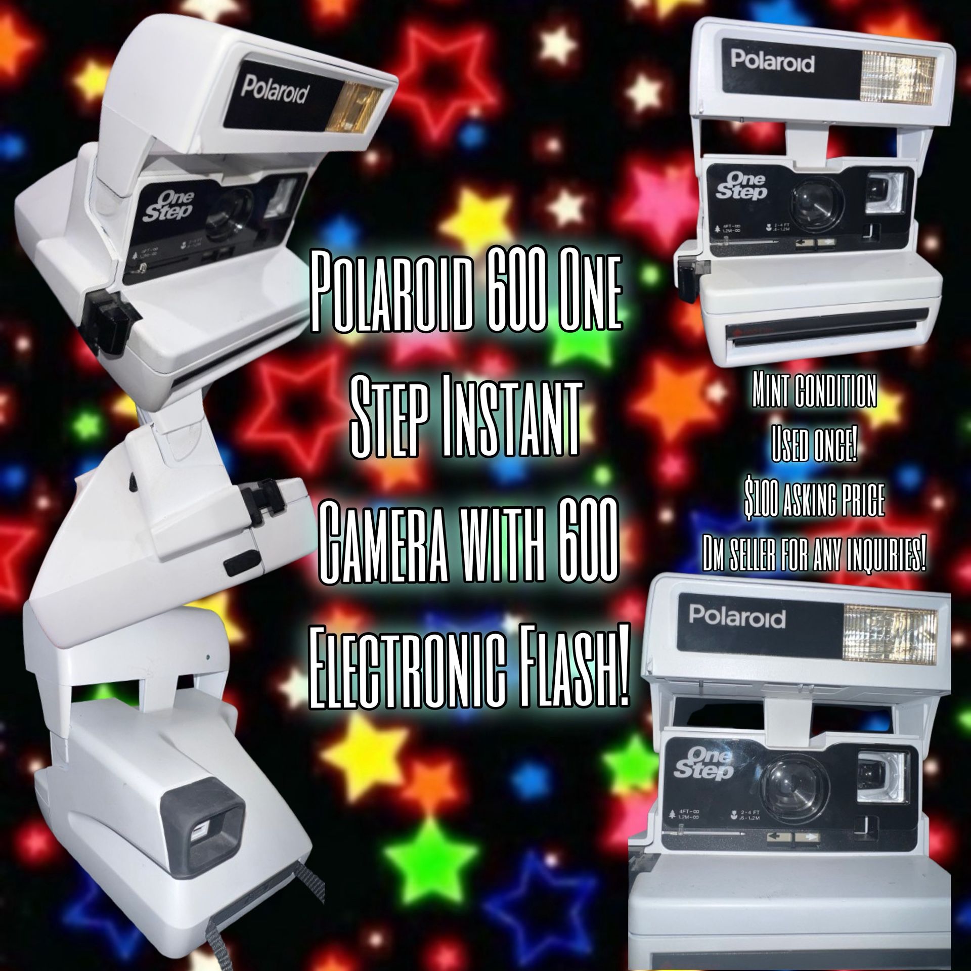 Polaroid 600 One Step Instant Camera with 600 Electronic Flash