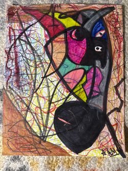 Abstract artwork 9”x12” approx. mixed media.