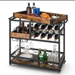 Bar Cart With Wine Rack 