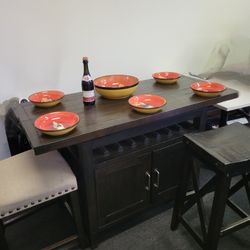 Living Spaces "Jaxon" Kitchen Island/Table With Wine Storage