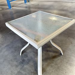 Outdoor Small Side Table with Glass Table Top