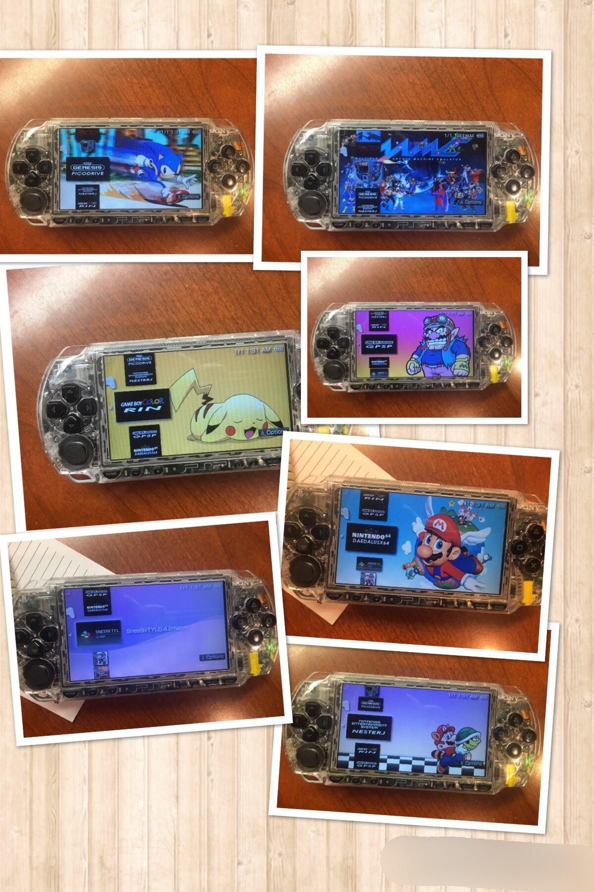 Rare transparent Modded Psp 128gb Psp, Psx, NES, SNES, Genesis, GBA, Mame And Minis