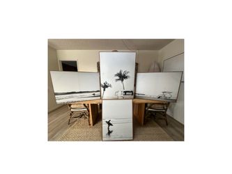 Wood Framed Canvas Surf Art