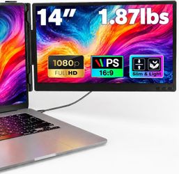 Brand New 14" Inch FHD 1080P Laptop Screen Extender Portable Monitor Dual Display
