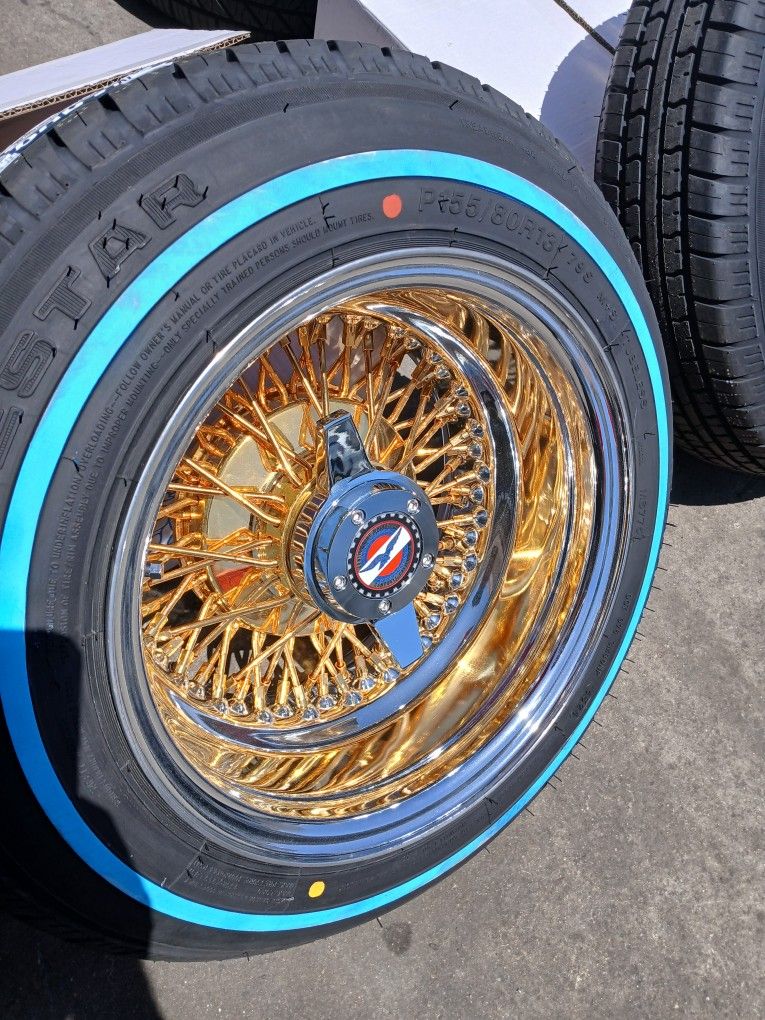 Chevrolet Impala Ss Wire Wheels 13x7 Gold And Tires 155 80R13 $1900 Set Of Four