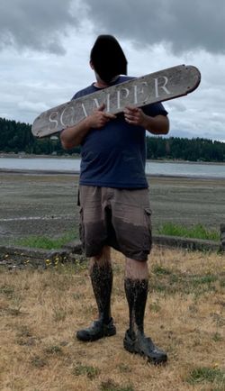 1950’s Teak Stern Plate From A Boat Sunk In Case Inlet.
