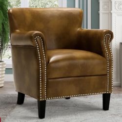 Faux Leather Armchair - Camel