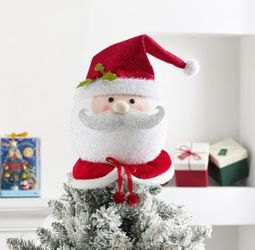 Santa Clause  Head Christmas Tree topper 19" - Glitter Home Accents