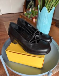 Dansko Black Leather Mary Jane Wedge Pumps - Women's Comfort Heels
