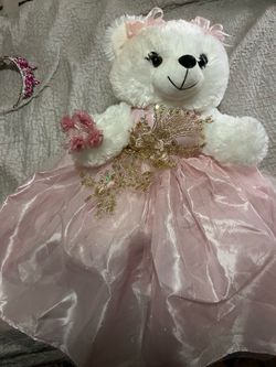 light pink quinceañera teddy bear and crown