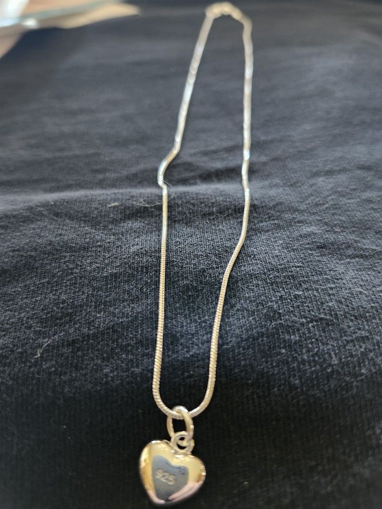 20 " Sterling Silver 925 Necklace With Heart Pendant