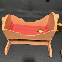 Baby doll Cradle Rocks Wooden And Freshly  Painted 