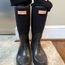 Hunter Tall Rain Boots With Fleece Liner Size 7
