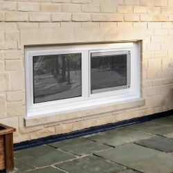 Vinyl Basement Window, 32” x 22” Bathroom Sliding Window with Double Pane Insulated Tempered Glass f