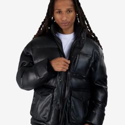 Utility Bubble Puffer Jacket, two front pockets, and zip up