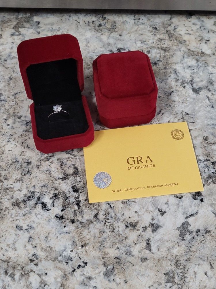 925 Silver Moissanite Engagement Ring 1ct
