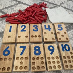 Math Learning Wood Counter Pegs For Kids Montessori 