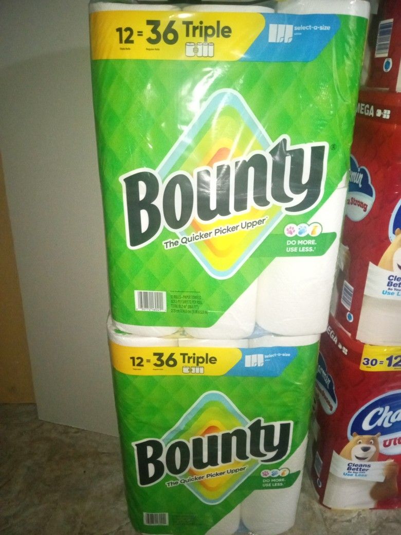 BOUNTY PAPER TOWELS 12=36 TRIPLE