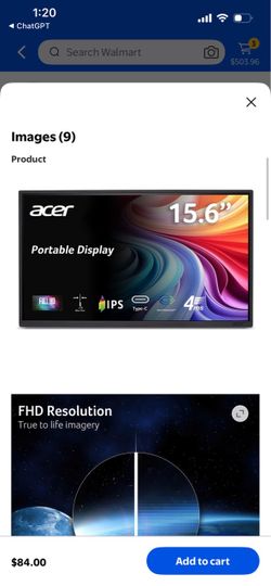 Acer 15.6" Portable Display Monitor