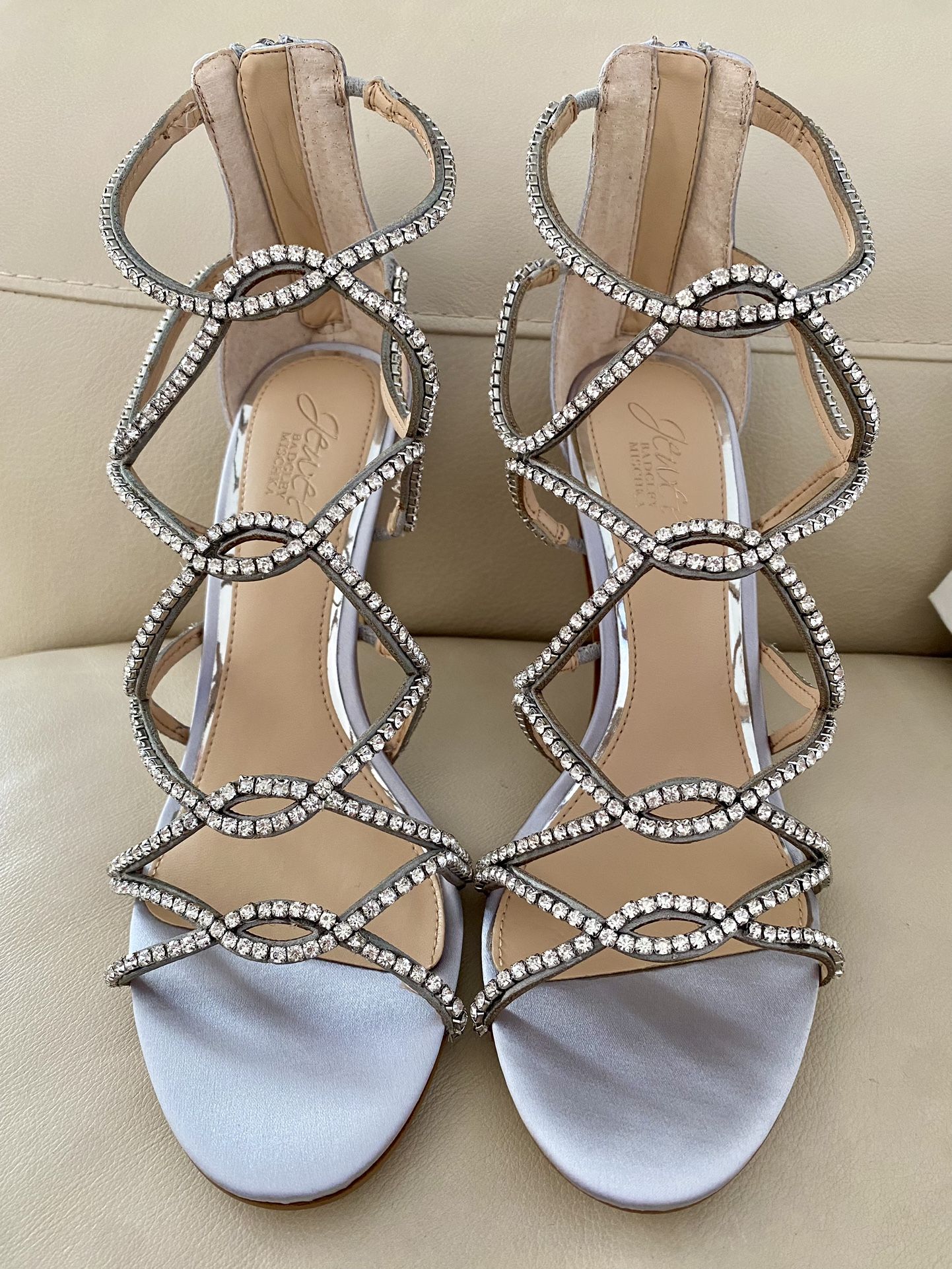 Silver Heels With Crystals Size 7.5