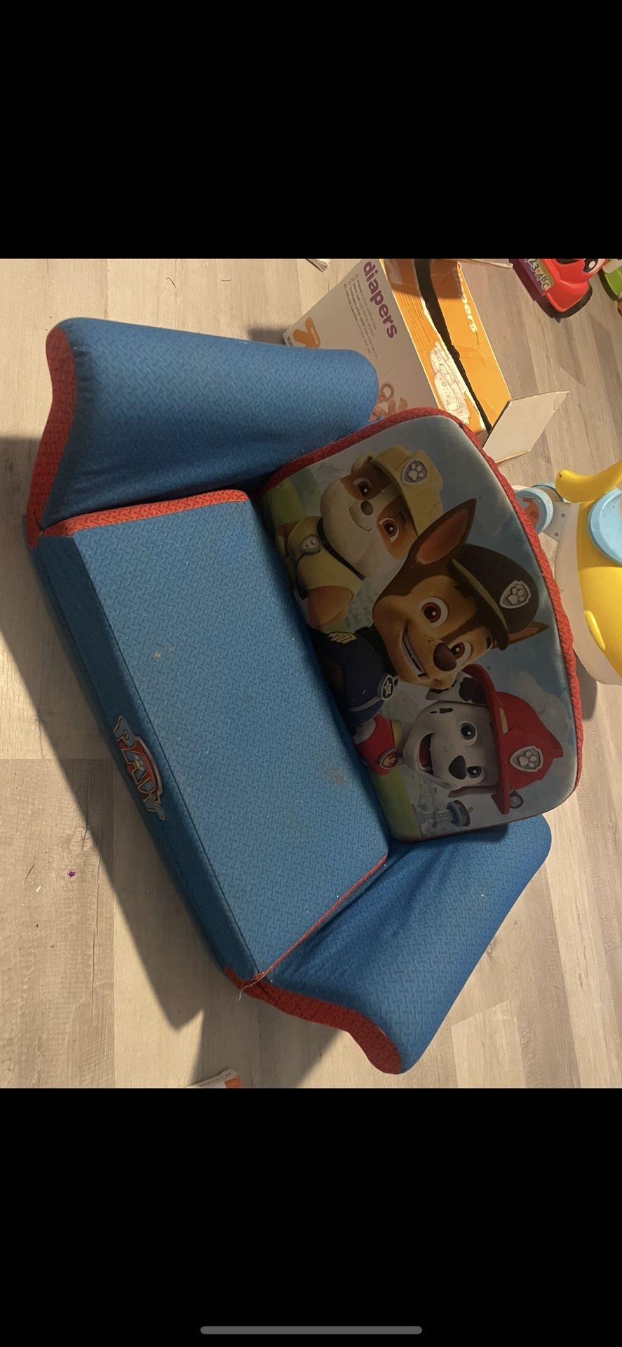 Paw Patrol sofa that can open to bed, costs $60 plus tax at both Walmart and Target