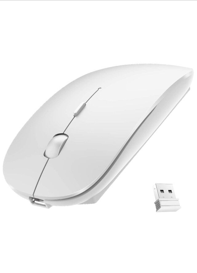 2.4GHz Wireless Bluetooth Mouse, Dual Mode Slim Rechargeable Wireless Mouse Silent USB Mice, 3 Adjustable DPI,Compatible for Laptop Windows Mac Andro