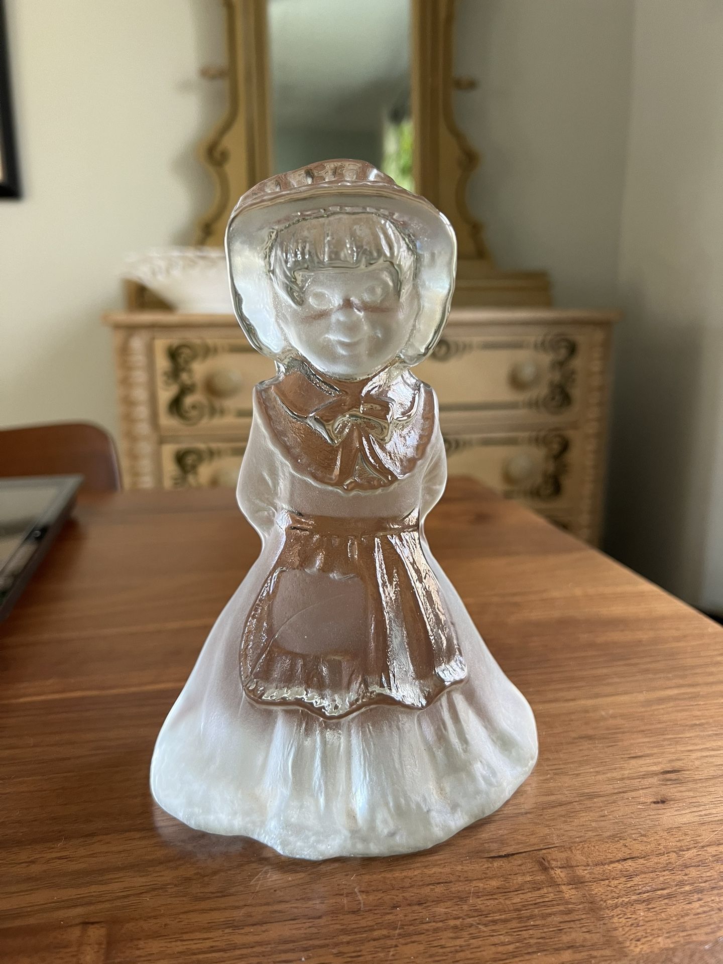 Vintage Viking Glass Figural Prairie Girl Bookend