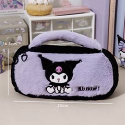 Kawaii Sanrio Kuromi Plush Fuzzy Pencil Pouch