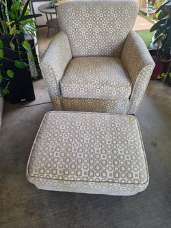 Upholstered Accent Chair with Ottoman