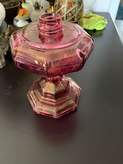 RIEKES CRISA CRANBERRY GLASS OIL LAMP BASE