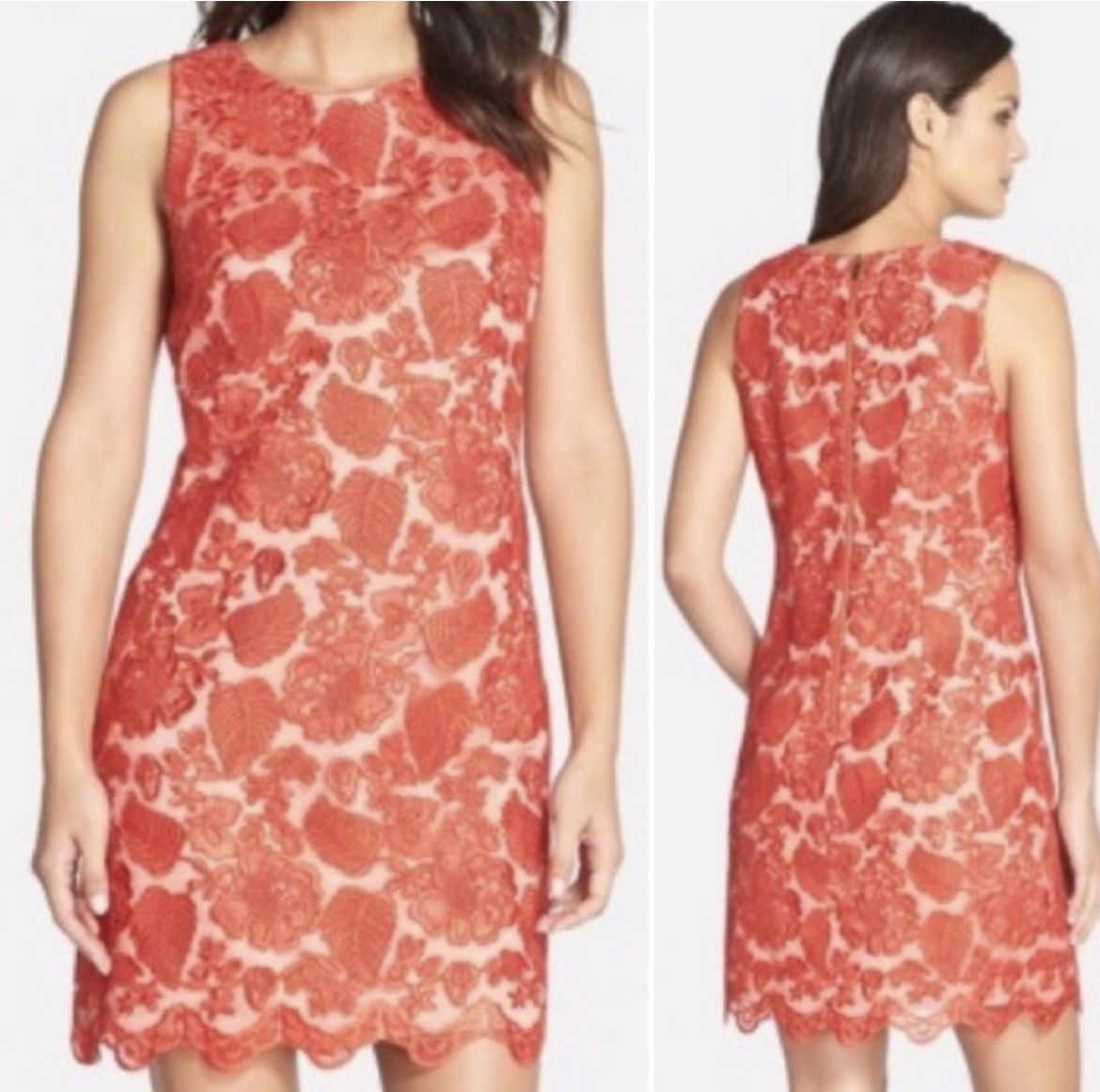 Vince Camuto Red Lace Overlay Dress - Size 8