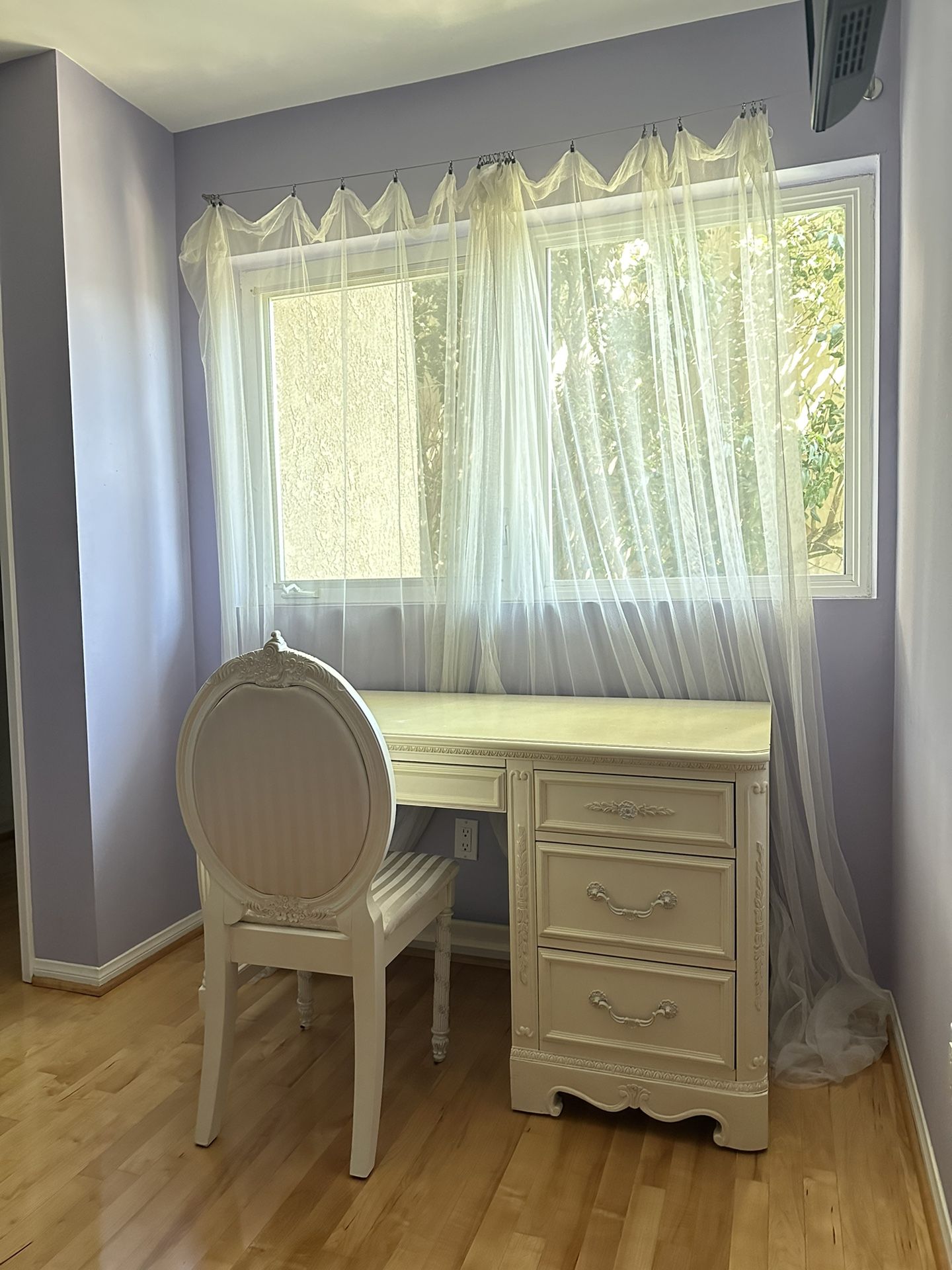 White Writing Desk W/ Matching Chair