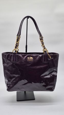 Coach Madison Patent Leather Plum Tote