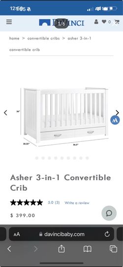 Brand New Sealed DaVinci Asher 3-in-1 Convertible Crib – White