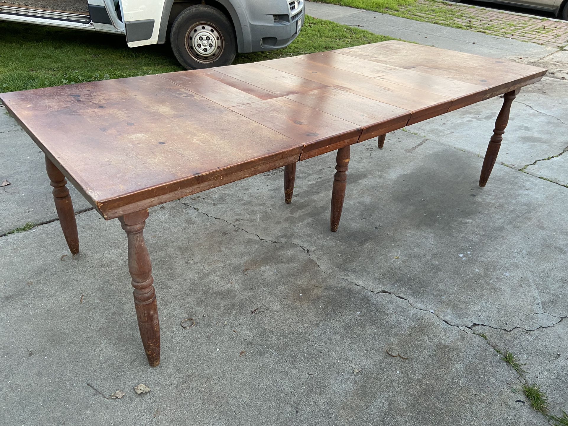 Antique Rustic Farmhouse Extendable Dining Table Needs Refinishing 