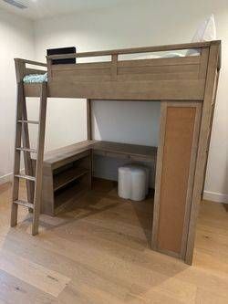 Pottery Barn Full Bunk Bed with Desk and Shelving - like new Loft Bed