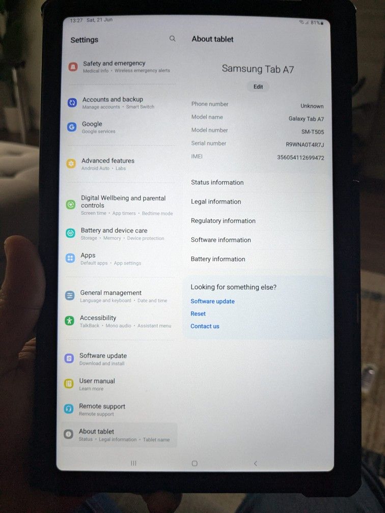 Samsung A7 Tablet