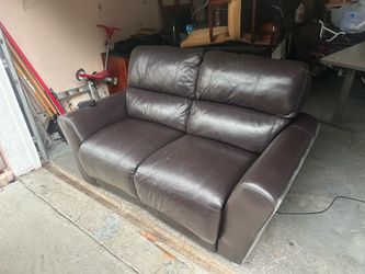 Leather power reclining couch