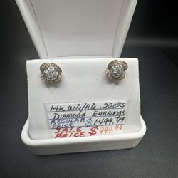  White  And Rose Gold Diamond Earrings 