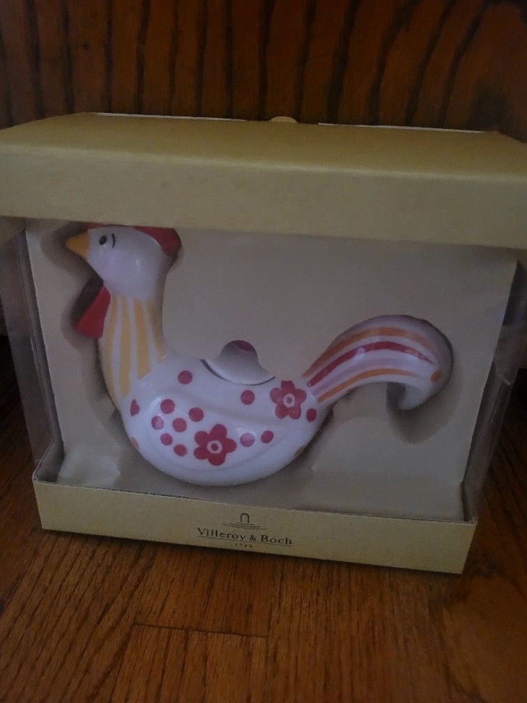 Brand New Villeroy & Boch Happy Farm Rooster Sugar Bowl