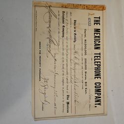Antique The Mexican Telephone Company Stock